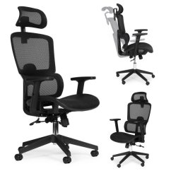Ergonomická kancelárska stolička s nastaviteľnou opierkou hlavy a sieťovaným operadlom
