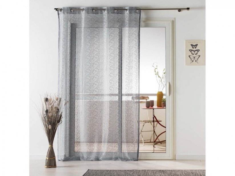 Grau gemusterter Vorhang GLORIA für Ösen 140 x 240 cm