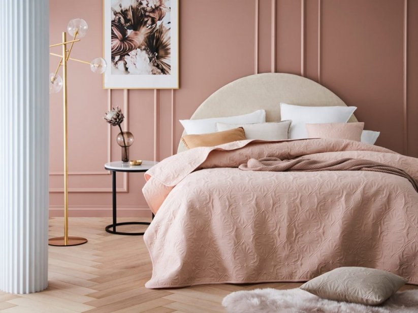 Cuvertură de pat roz pudră strălucitoare 200 x 220 cm