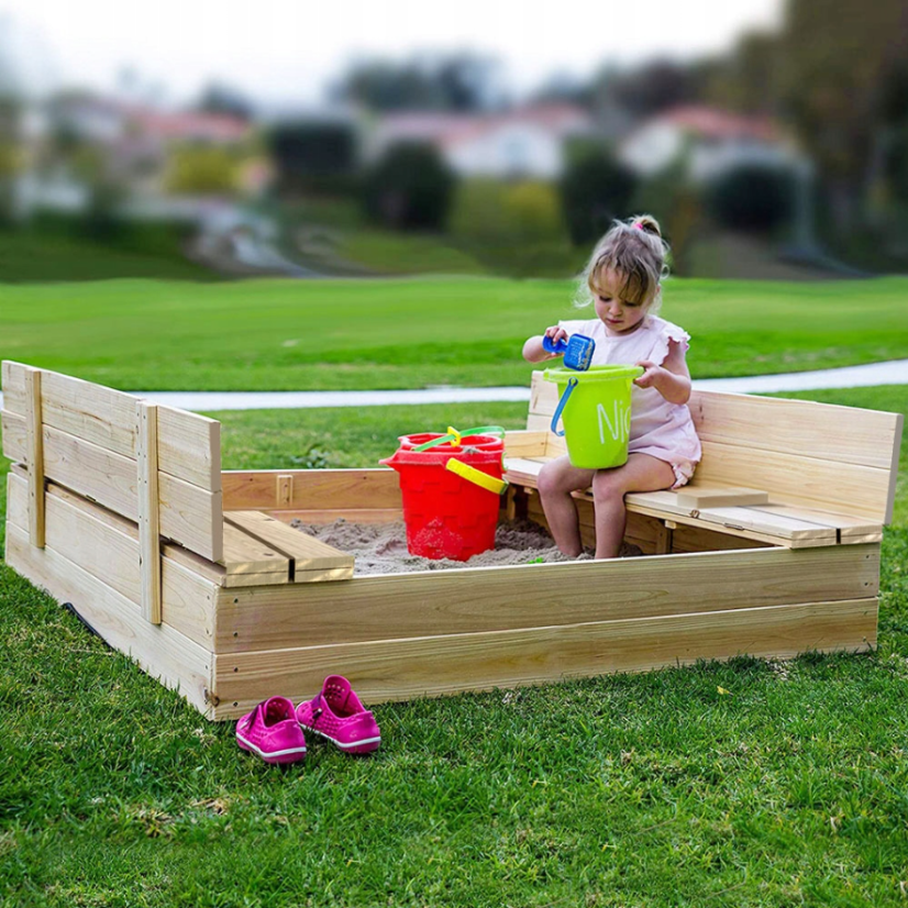 Sabbiera chiudibile con panche 120 x 120 cm