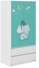 Kindergarderobe mit niedlichem Elefanten-Motiv 180x55x90 cm