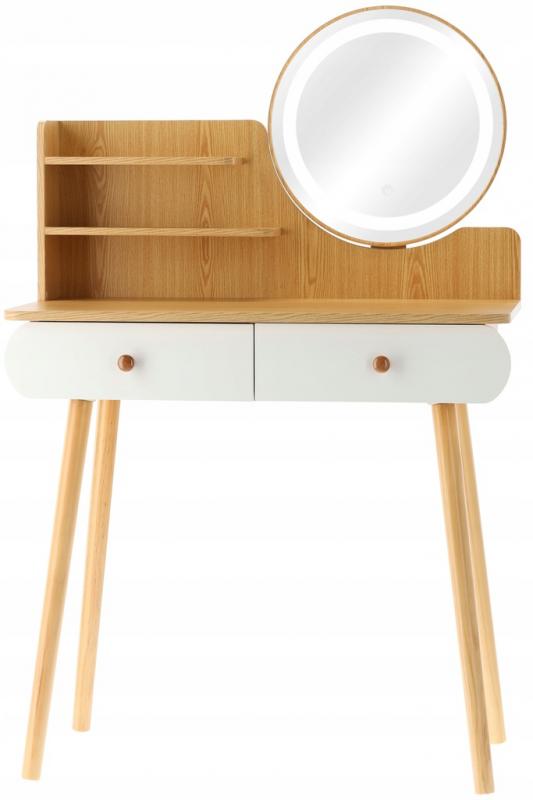 Dřevěný toaletní stolek s LED zrcadlem