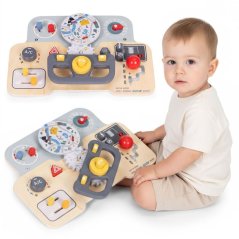 Sinnesbrett aus Holz in Form eines Autos - interaktives Spielzeug für Kinder