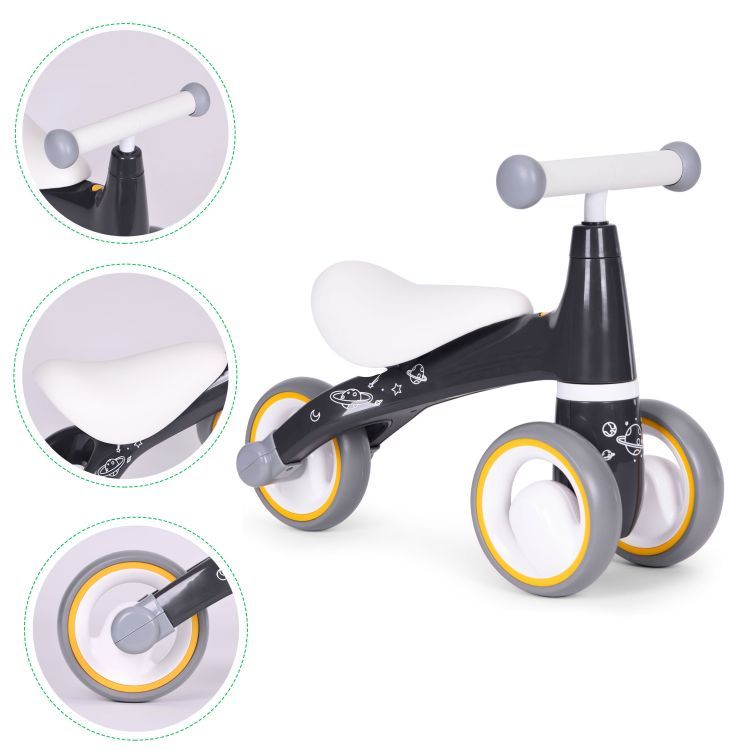 Monopattino per bambini in nero con design spaziale