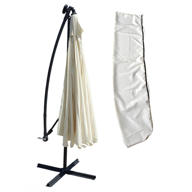 Parasol de grădină 3,5 m cu lumină solară LED - crem, UV50+