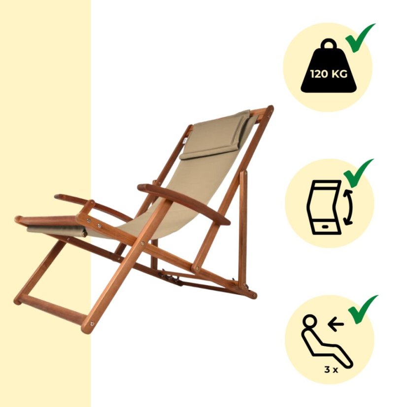 Sklopiva podesiva vrtna ležaljka od akacijevog drva