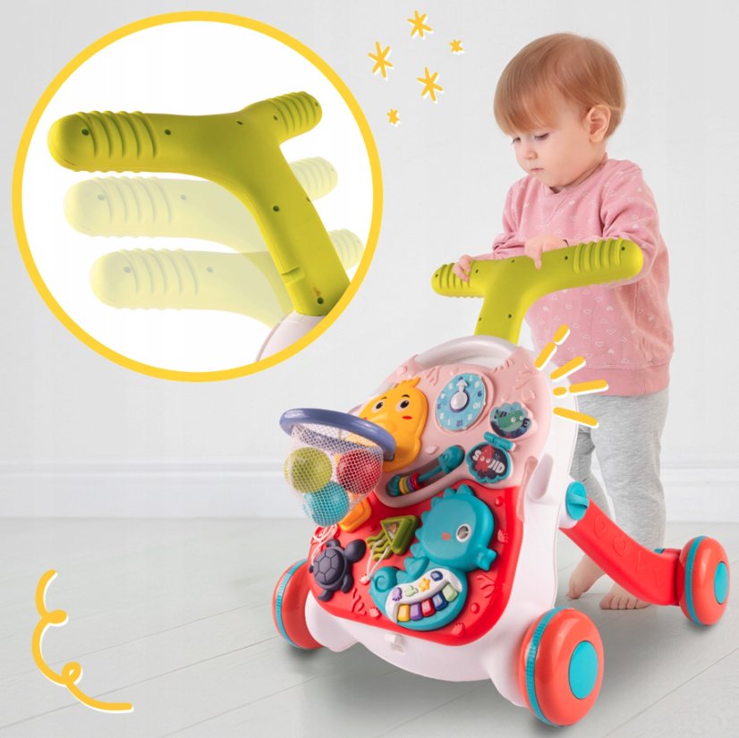 Walker pentru copii 2in1 - Walker interactiv și masă educativă cu muzică