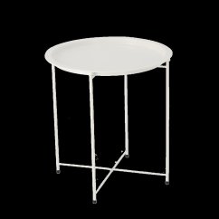 Măsuță de cafea rotundă din metal 47 x 50,5 cm - alb