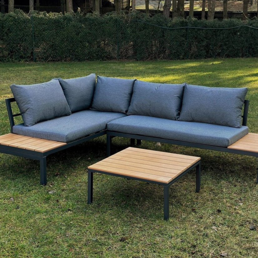 Záhradný rohový set - hnedý