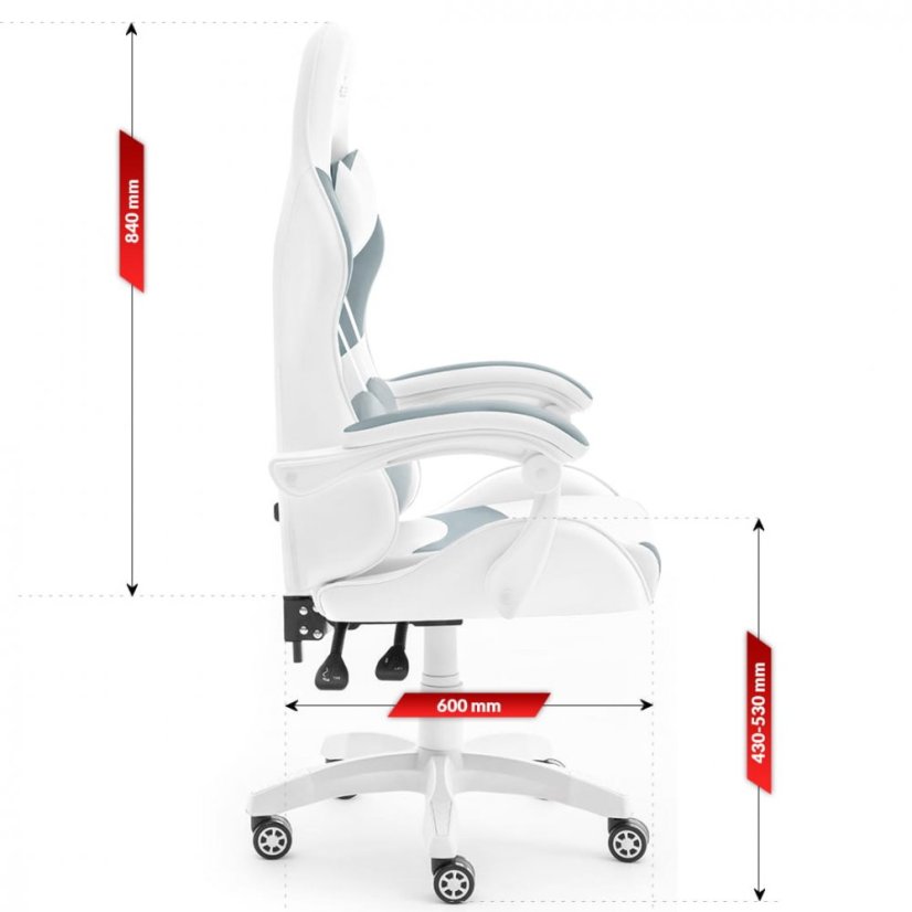 Štýlové herné kreslo v bielo-sivej farbe HC RAINBOW