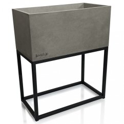 Schöne breite Metall-Pflanzgefäß in grau LOFT FIORINO 42X22X50 cm