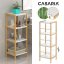 Bambusz polcos állvány 110 x 33 x 34 cm – fehér, 4 polccal