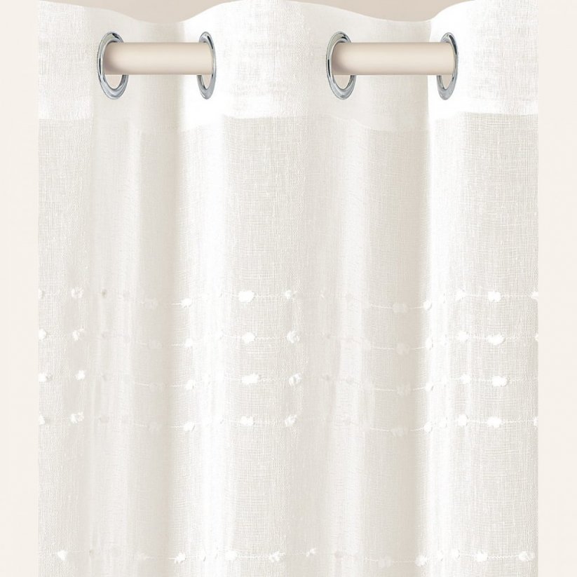 Moderná krémová záclona  Marisa  so striebornými priechodkami 140 x 280 cm