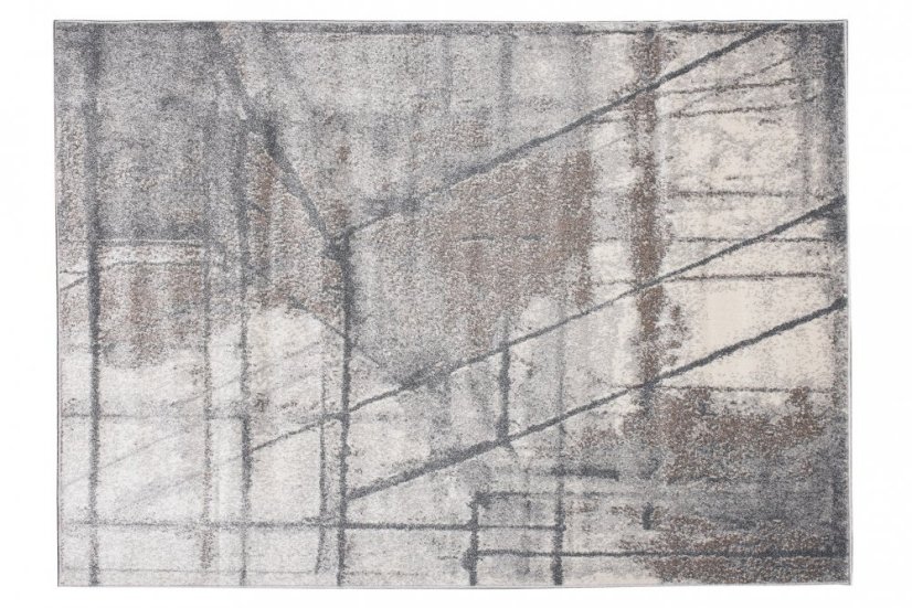 Beige-grauer Designteppich mit abstraktem Muster 