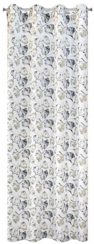 Bílé zatemňovací závěsy s motivem listů 140 x 250 cm
