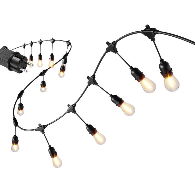 Kerti LED füzér - fénylánc E27 izzókkal