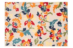 Krémový terasový koberec so vzorom farebných kvetov