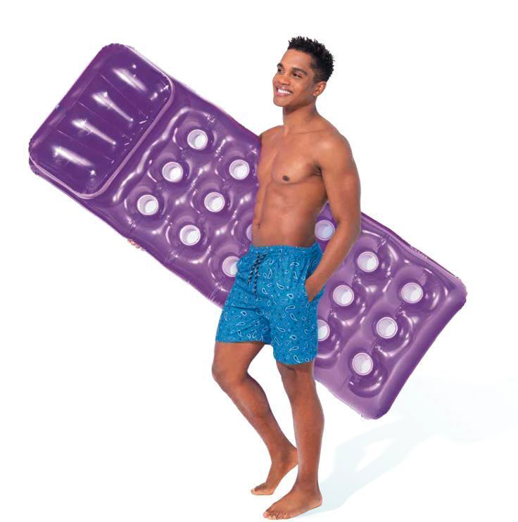 Nafukovacie lehátko s vankúšom 188 x 71 cm - fialové