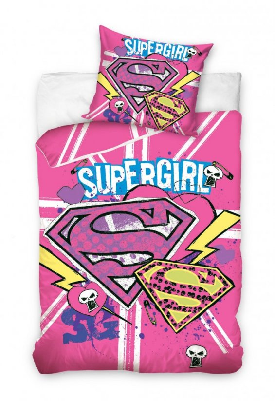 Ružová detská posteľná obliečka Supergirl