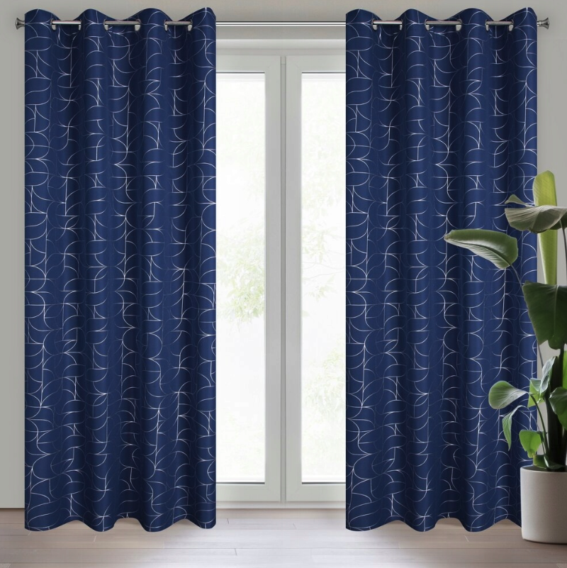 Elegantný záves s jemným vzorom - modrý