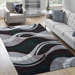 Covor original cu model abstract în verde-gri