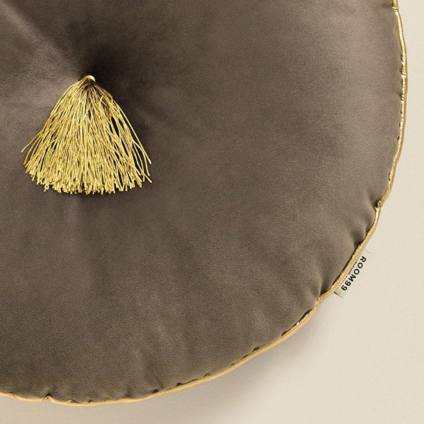 Okruhlý dekoračný vankúš ALLURE hnedej farby s priemerom 45 cm