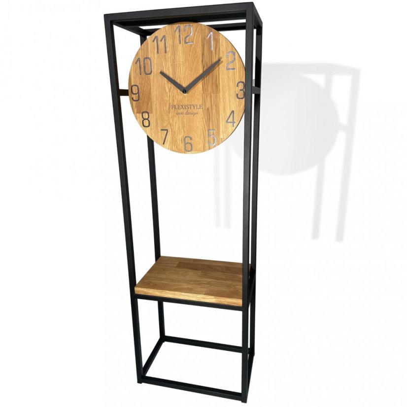 Štýlové dubové hodiny s robusným kovovým rámom 100 cm
