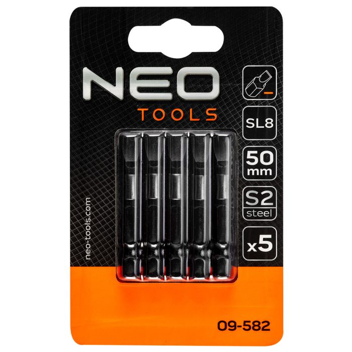 NEO Tools 09-582 Ütvecsavarozó Bit S2, 50 Mm, Sl8 - 5 db