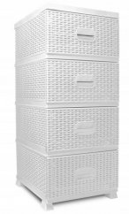 Бял скрин с дизайн от ратан и 4 чекмеджета