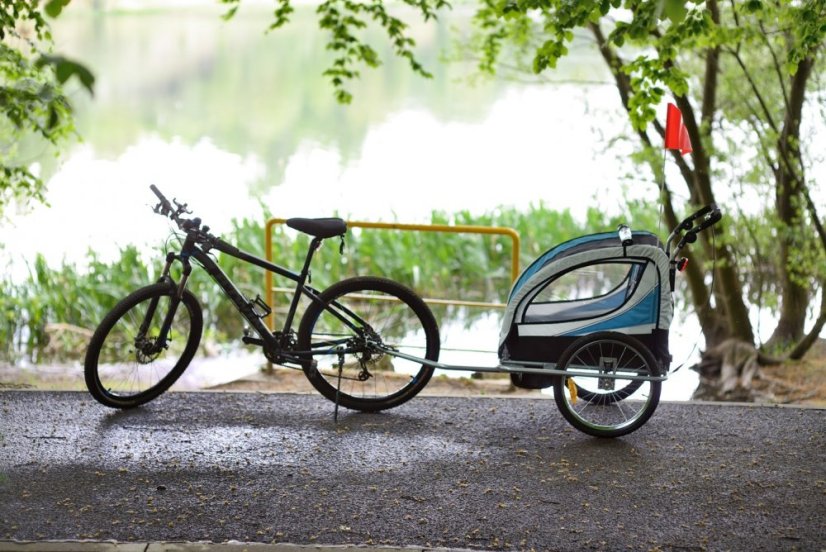 2-miestny príves za bicykel s tlmičom + JOGGER modrý