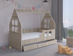 Къщичка за детско легло с чекмедже 140 x 70 cm в дъб сонома