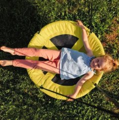 Hängende Storchennest-Schaukel in gelb 100 cm