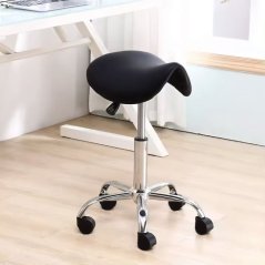 Scaun cosmetic pivotant cu înălțime reglabilă din piele ecologică