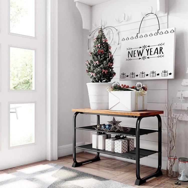 Loft Schuhregal mit Sitz - 2 Fachböden, Tragfähigkeit 90 kg