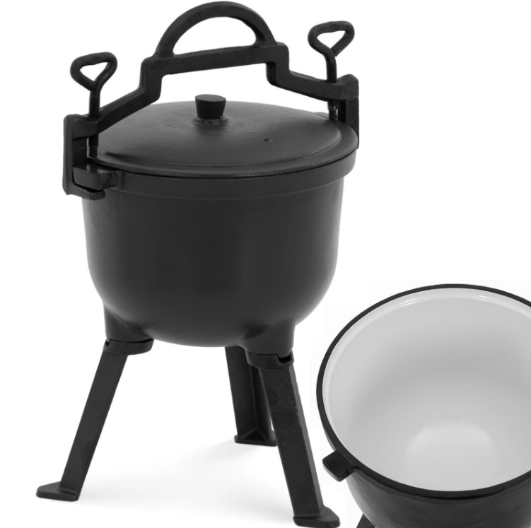 Bollitore smaltato con superficie e coperchio in ghisa