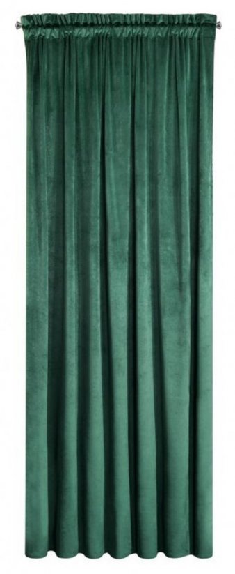Dekoratív egyszínű függöny zöld bársony anyagból