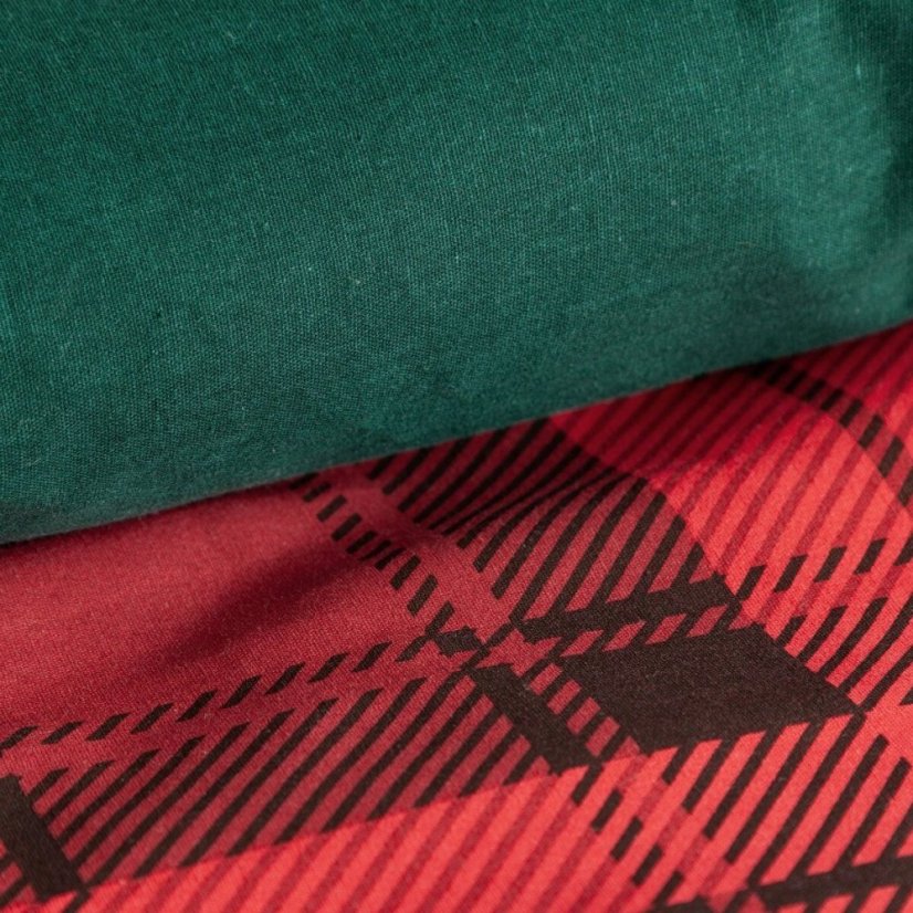 Vianočná bavlnená posteľná bielizeň s kockovaným vzorom a snehovými vločkami