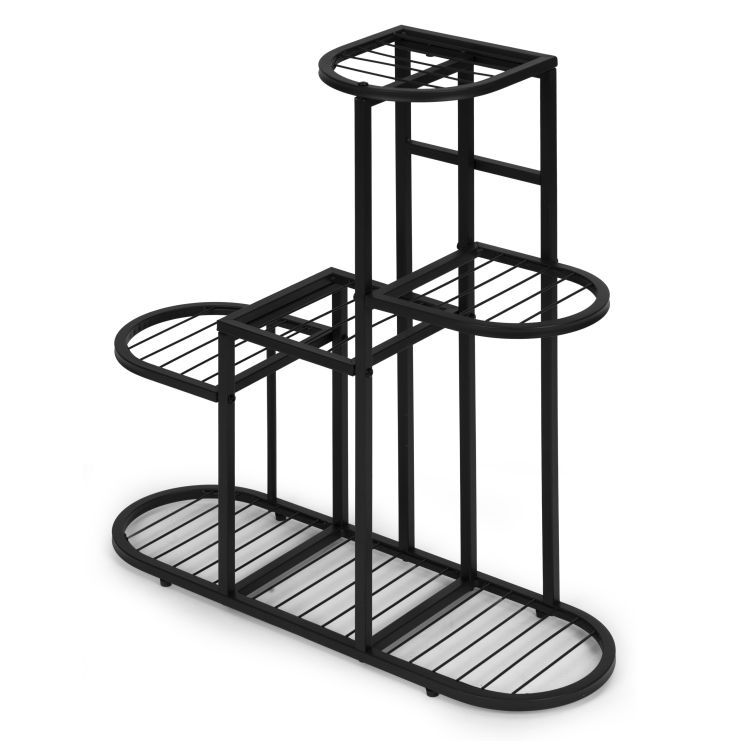 Suport minimalist pentru flori - 5 niveluri, metal negru