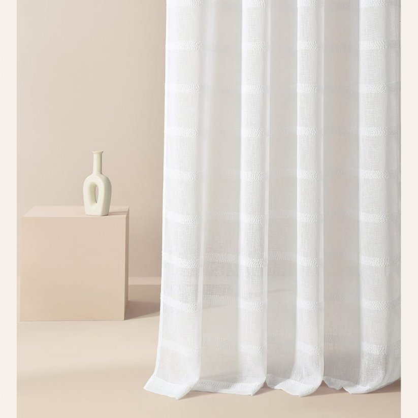 Висококачествена бяла завеса Maura с халки за окачване 140 x 260 cm