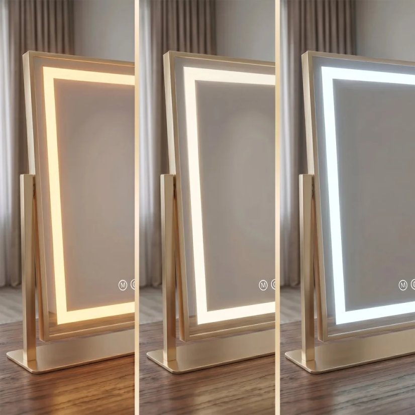 LUMI LED-es kozmetikai asztali tükör kiegészítő nagyító tükörrel, 30 x 40 cm