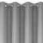 Draperie monocromă gri cu agățare pe inele metalice 140 x 250 cm