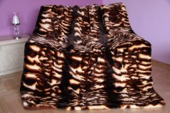 Luxusná deka z akrylu hnedá s pruhovým motívom Luxusná deka z akrylu hnedá s pruhovým motívom