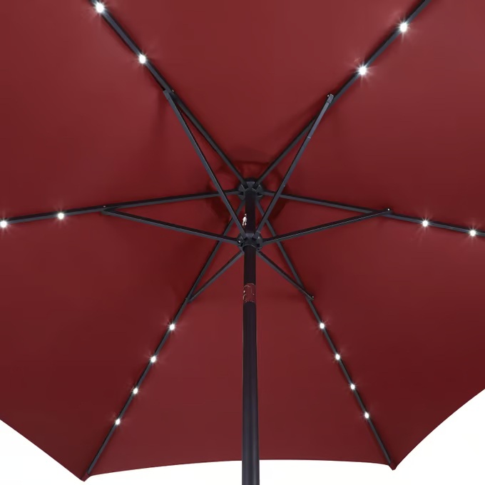 Vrtni LED solarni aluminijasti senčnik Miami - 270 cm, rdeč, UV 80+