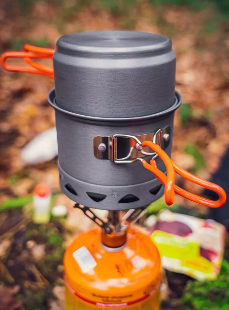 Sada kempingových hrnců a pánví 2 v 1, eloxovaný hliník, 900 + 500 ml