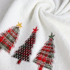 Bombažna božična brisača bela z drevesi