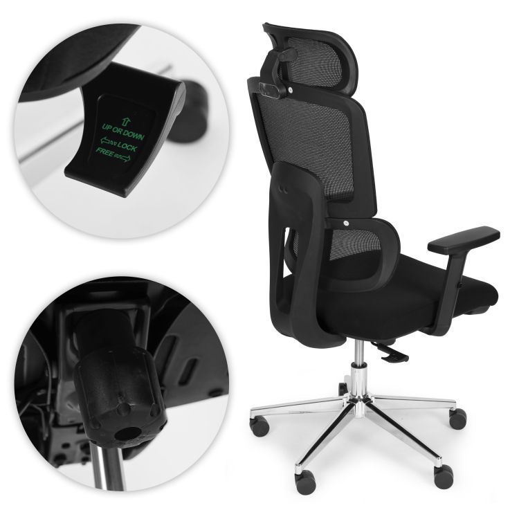 Scaun de birou ergonomic din plasă cu tetieră reglabilă