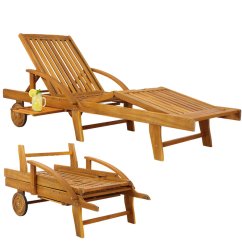 Kerti nyugágy kerekekkel és kihúzható asztallal 195,5 x 69 x 85 cm