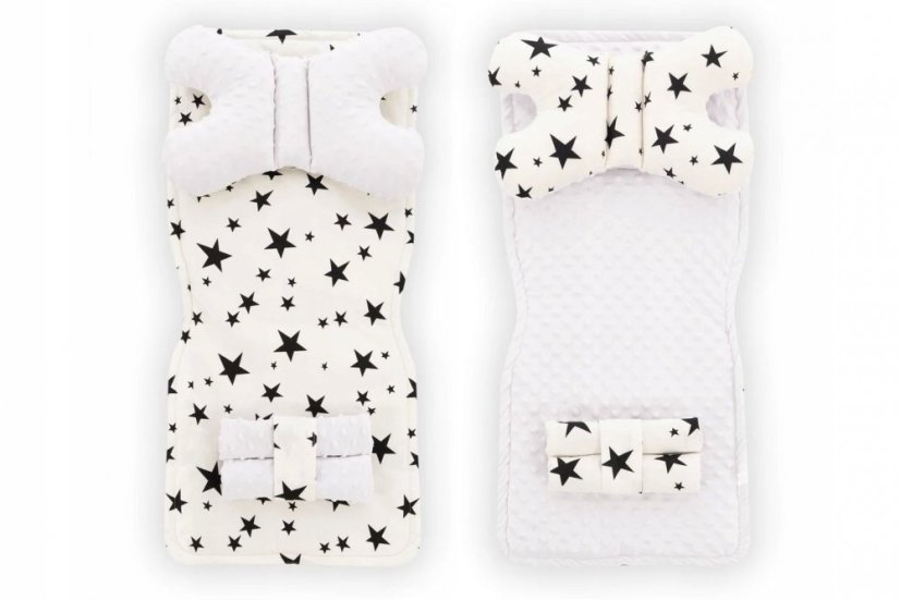 Tappetino per passeggino bianco/nero con motivo a stella