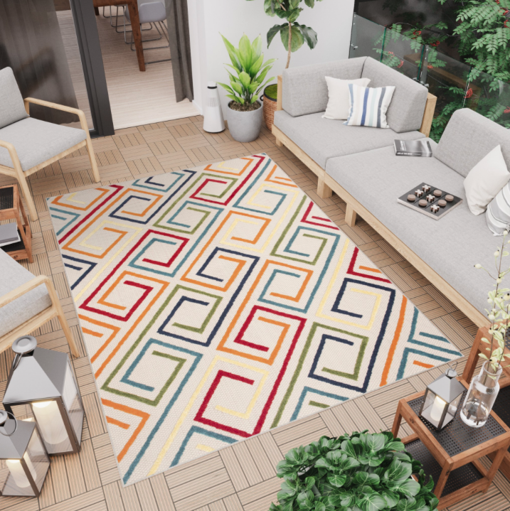 Viacfarebný vonkajší koberec AVENTURA EC95A - na terasu alebo balkón