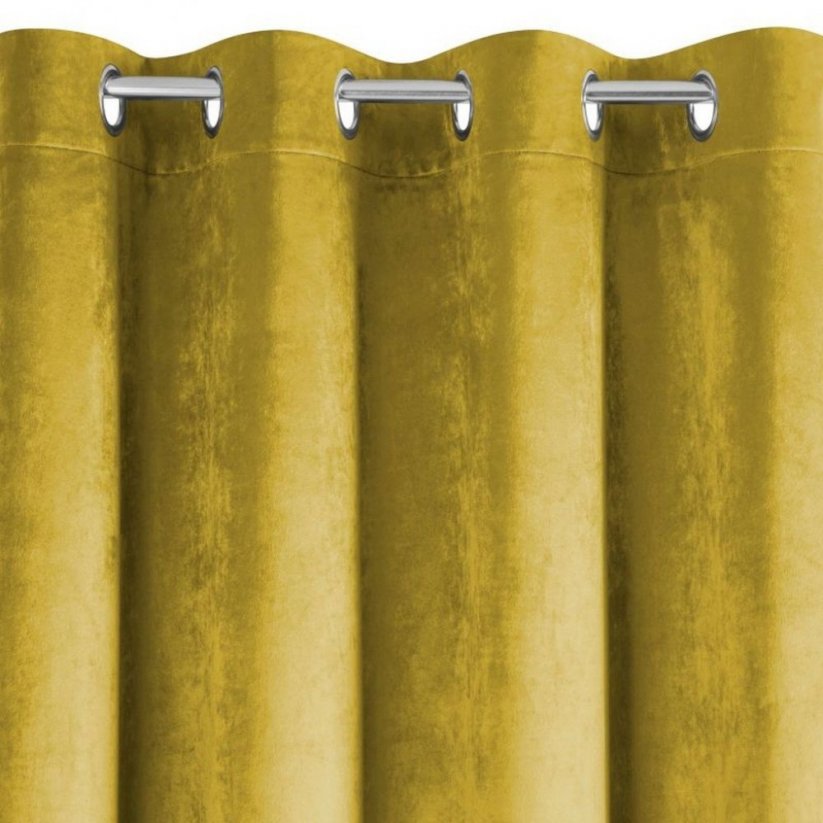 Žluté dekorační závěsy zatemňující v délce 250cm